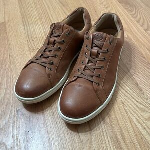 ✅ BORN Genuine Leather Lace Up Casual Athleisure Shoes Sneakers Size 9.5M Brown